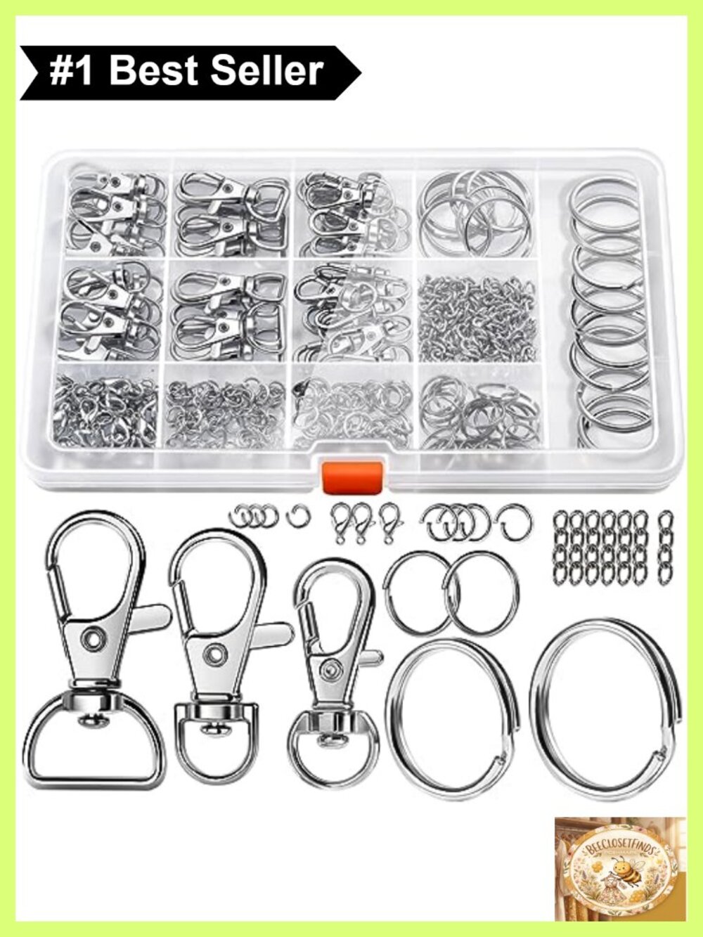 265PCS Keychain Making Kit Swivel Clips Key Rings Jump Rings Alloy Jewelry
